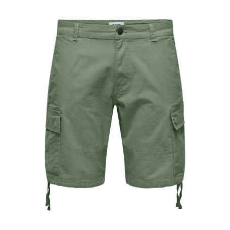 Short cargo en coton mélangé vert tilleul uni...