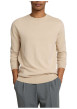 Thumbnail Pull fin en coton beige chiné avec une coupe droite et un col rond - Image 6