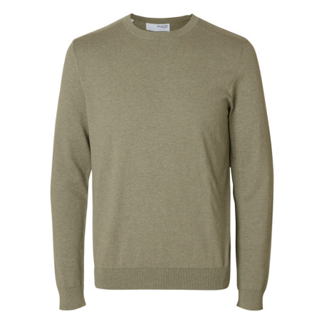 Pull fin en coton vert chiné avec une coupe...