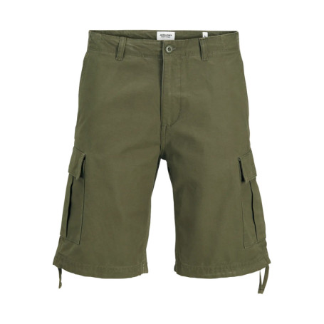 Short Cargo en coton kaki uni avec une coupe...