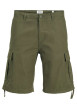 Thumbnail Short Cargo en coton kaki uni avec une coupe droite et des poches