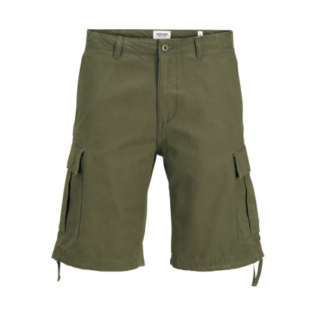 Short Cargo en coton kaki uni avec une coupe...