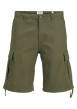 Thumbnail Short Cargo en coton kaki uni avec une coupe droite et des passants
