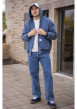 Thumbnail Jean en coton bleu uni avec une coupe droite et plusieurs poches - Image 2