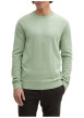 Thumbnail Pull en coton vert chiné avec un col rond et le logo de la marque brodé - Image 4
