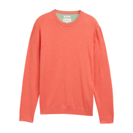 Pull en coton corail chiné avec un col rond et...