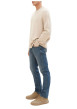 Thumbnail Jean en coton bleu indigo délavé aux cuisses avec une coupe slim fit - Image 6