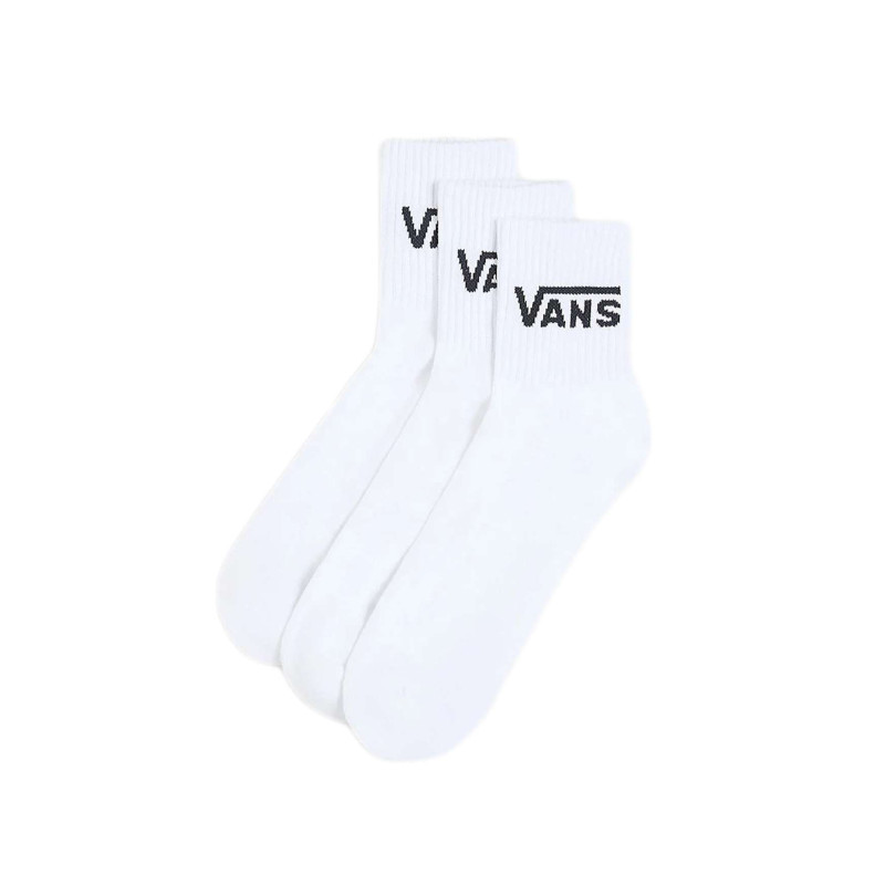 Vans - Lot De 3 Paires De Chaussettes Blanches Mi-hautes En Coton Avec Logo Noir - Blanches Vans - Lot De 3 Paires De Chaussettes Blanches Mi-hautes En Coton Avec Logo Noir - Blanches