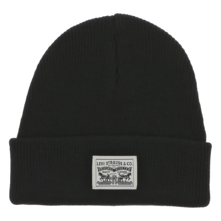 Bonnet en coton noir uni avec marque sur le...