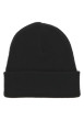 Thumbnail Bonnet en coton noir uni avec marque sur le revers maille en tricot simple - Image 2