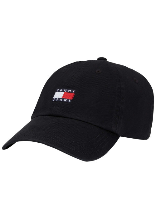 Casquette en coton biologique noire unie avec logo de la marque