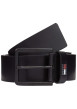 Thumbnail Ceinture en cuir noire unie avec boucle à ardillon noire et logo