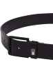 Thumbnail Ceinture en cuir noire unie avec boucle à ardillon noire et logo - Image 3