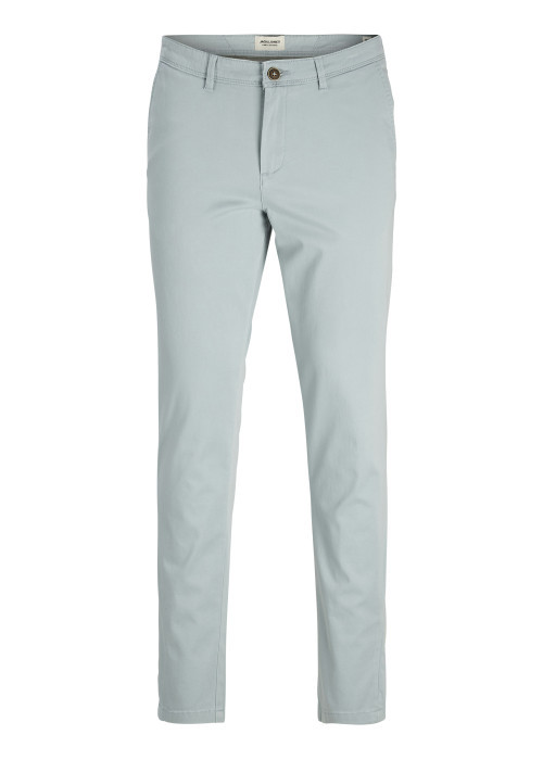 Pantalon chino en coton bleu ciel uni avec 4 poches et une coupe slim