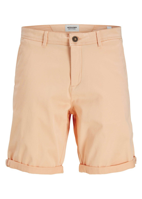 Short pêche uni en coton à coupe regular avec patch marron et 4 poches