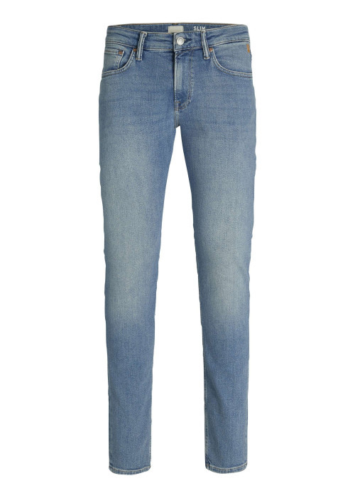 Jean Glenn en coton bleu ciel délavé à coupe slim avec rivets cuivrés