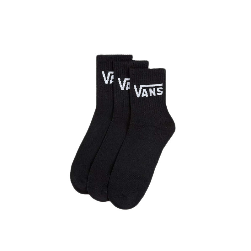 Vans - Lot De 3 Paires De Chaussettes Noires Mi-hautes En Coton Avec Logo Blanc - Noires Vans - Lot De 3 Paires De Chaussettes Noires Mi-hautes En Coton Avec Logo Blanc - Noires