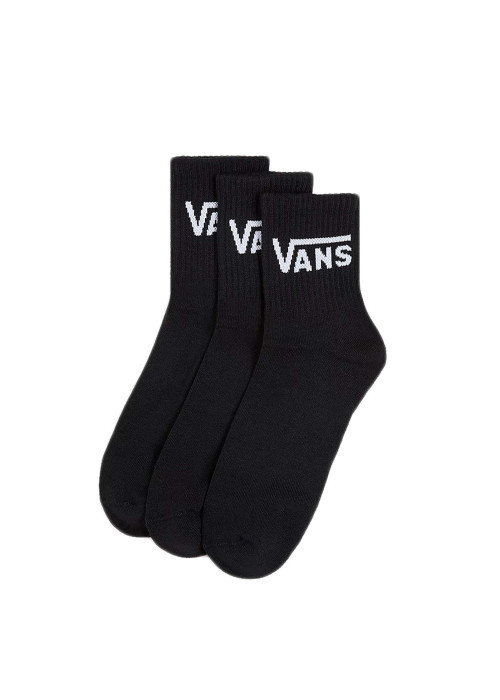 Lot de 3 paires de chaussettes noires mi-hautes en coton avec logo blanc