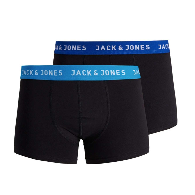 Jack & Jones - Lot De 2 Boxers Marine Et Noir En Coton Unis Avec Taille élastiquée Bleue - Noir Jack & Jones - Lot De 2 Boxers Marine Et Noir En Coton Unis Avec Taille élastiquée Bleue - Noir