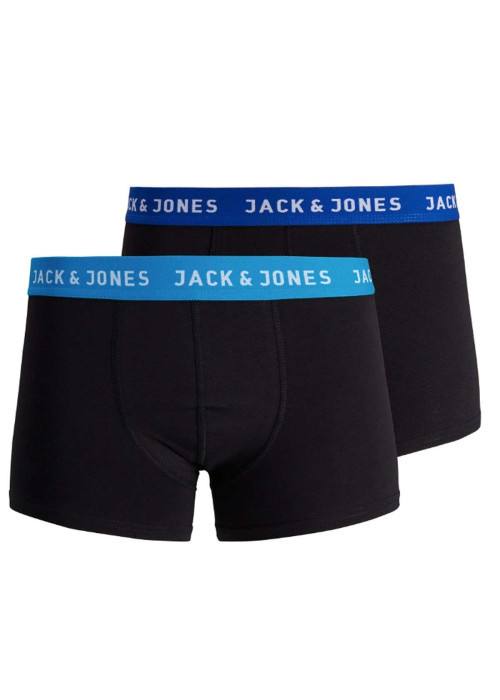 Lot de 2 Boxers marine et noir en coton unis avec taille élastiquée bleue