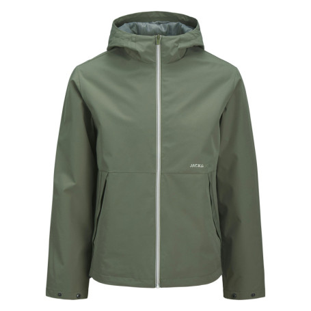 Blouson imperméable vert uni à coupe droite...