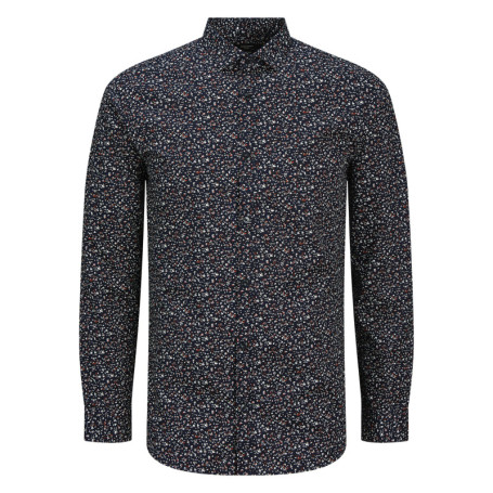 Chemise en coton marine à motif floral avec un...