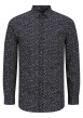 Thumbnail Chemise en coton marine à motif floral avec un col français et une coupe slim