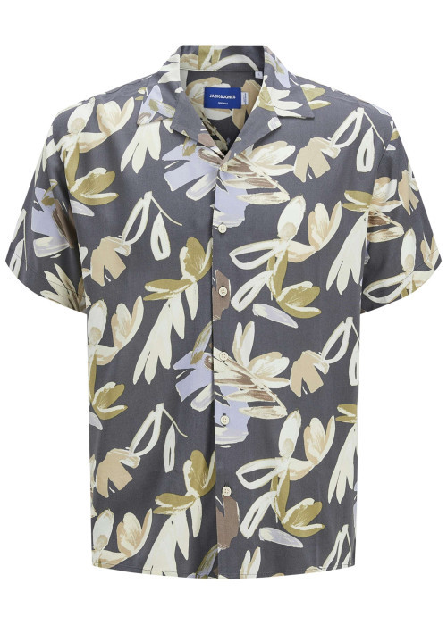 Chemise multicolore à motif floral avec une coupe regular et un col cubain