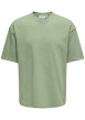 Thumbnail T-shirt vert uni épais avec une coupe oversize et un col rond