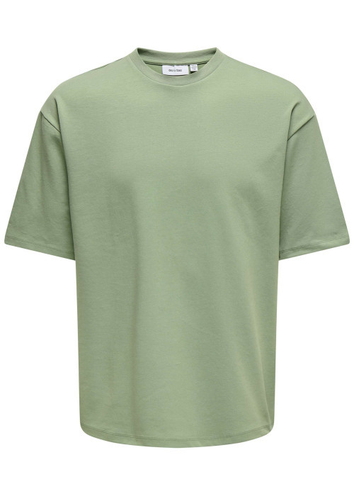 T-shirt vert uni épais avec une coupe oversize et un col rond