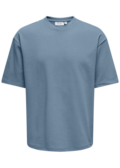 Tee-shirt coupe oversize Only&Sons bleu épais avec un col rond