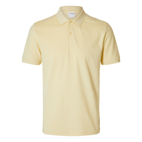 Polo à manches courtes en coton jaune uni avec...