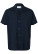 Thumbnail Chemise hawaïenne bleue marine unie à coupe droite avec un col ouvert à revers