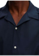 Thumbnail Chemise hawaïenne bleue marine unie à coupe droite avec un col ouvert à revers - Image 3