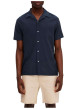 Thumbnail Chemise hawaïenne bleue marine unie à coupe droite avec un col ouvert à revers - Image 4