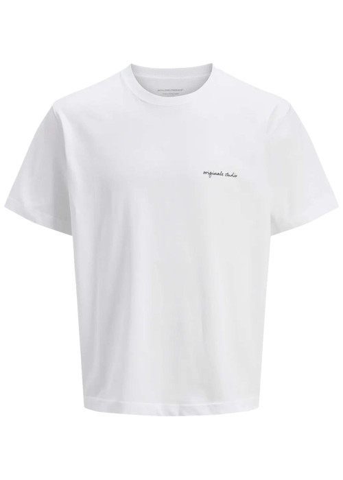 T-shirt en coton blanc uni avec une coupe droite à col rond