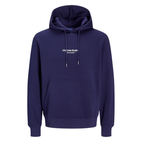 Sweat à capuche bleu uni avec une coupe droite...