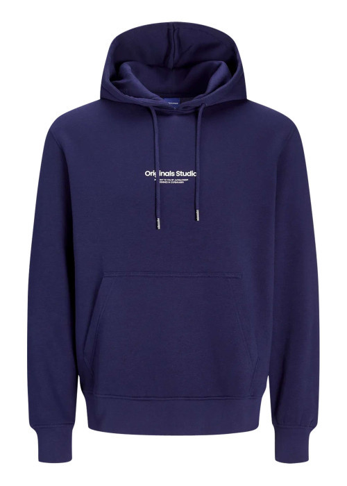 Sweat à capuche bleu uni avec une coupe droite et une poche kangourou
