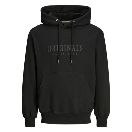 Sweat à capuche noir uni avec une coupe droite...