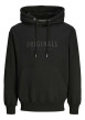Thumbnail Sweat à capuche noir uni avec une coupe droite et une poche kangourou