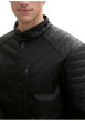 Thumbnail Blouson en simili cuir noir à col légèrement montant avec une texture craquelée - Image 3