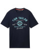 Thumbnail T-shirt en coton bleu marine à col rond avec un gros imprimé à l'avant