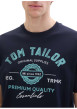 Thumbnail T-shirt en coton bleu marine à col rond avec un gros imprimé à l'avant - Image 3
