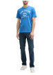 Thumbnail T-shirt en coton bleu à col rond avec un gros imprimé à l'avant - Image 5