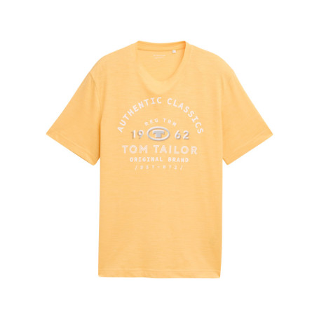 T-shirt en coton orange à fines rayures avec un...