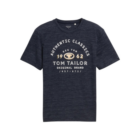 T-shirt en coton bleu marine à fines rayures...