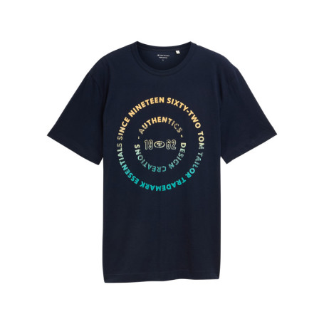 T-shirt en coton bleu marine à col rond avec un...