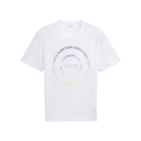 T-shirt en coton blanc à col rond avec un gros...