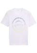 Thumbnail T-shirt en coton blanc à col rond avec un gros imprimé coloré rond à l'avant