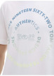 Thumbnail T-shirt en coton blanc à col rond avec un gros imprimé coloré rond à l'avant - Image 3